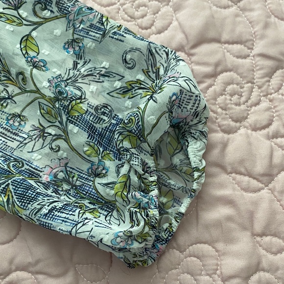 Floral Long Sleeve Tiered Midi Dress with pockets - Blue & Green Print - Picture 2 of 4